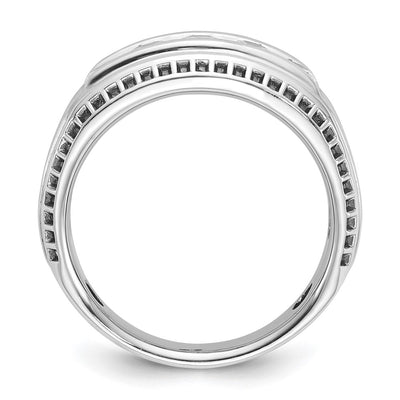 IBGoodman 14K White Gold with Black Rhodium Men's Polished and Textured 5-Stone 1 Carat AA Quality Diamond Ring