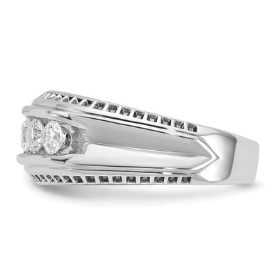 IBGoodman 14K White Gold with Black Rhodium Men's Polished and Textured 5-Stone 1 Carat AA Quality Diamond Ring