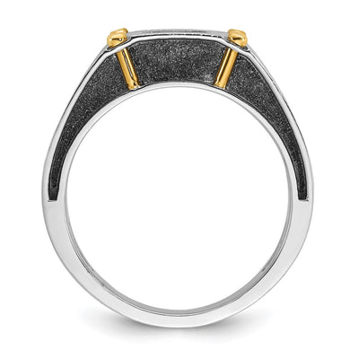14K Two-tone IBGoodman Men's Polished and Satin 1/2 carat Diamond Complete Ring