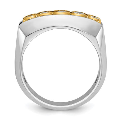 IBGoodman 14K Two-tone Men's Polished Graduated 5-Stone 1 Carat AA Quality Diamond Ring