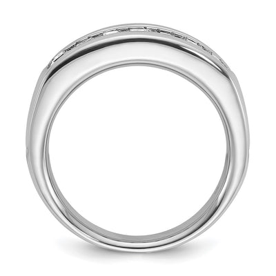 IBGoodman 14K White Gold Men's Polished and Grooved 7-Stone Square 1 Carat AA Quality Diamond Ring