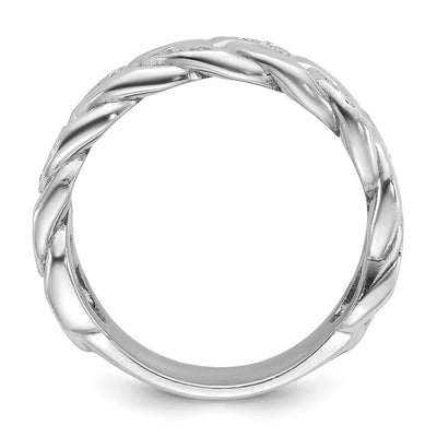 14K White Gold IBGoodman Men's Link Design 1/8 carat Diamond Complete Ring