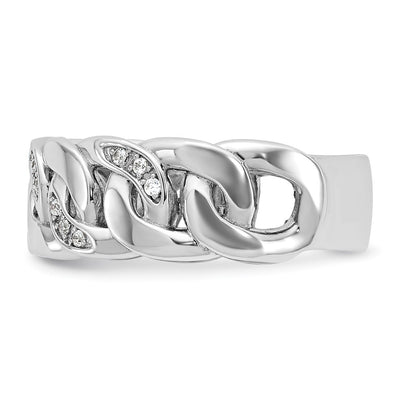 14K White Gold IBGoodman Men's Link Design 1/8 carat Diamond Complete Ring