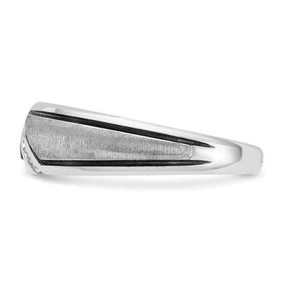 IBGoodman 14K White Gold with Black Rhodium Men's Polished and Satin 1/15 Carat AA Quality Diamond Ring