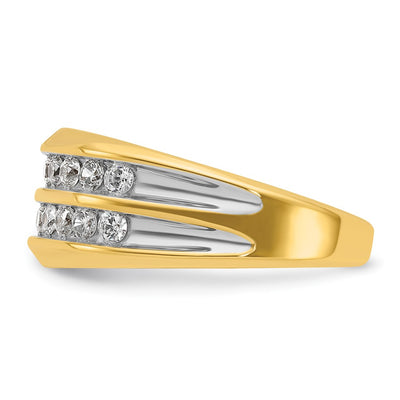 IBGoodman 14K with White Rhodium Men's Polished Two-Row 3/4 Carat AA Quality Diamond Ring