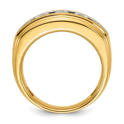 IBGoodman 14K with White Rhodium Men's Polished and Grooved 2 Carat AA Quality Diamond Ring
