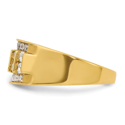 IBGoodman 14K Men's Polished 4-Row 1 Carat AA Quality Diamond Ring