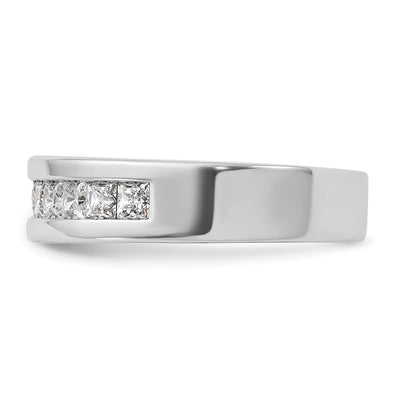 IBGoodman 14K White Gold Men's Polished Square 11-Stone 1 Carat AA Quality Diamond Ring