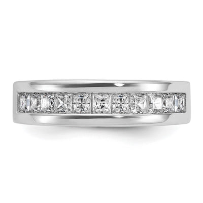 IBGoodman 14K White Gold Men's Polished Square 11-Stone 1 Carat AA Quality Diamond Ring