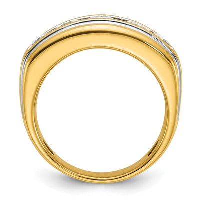 IBGoodman 14K with White Rhodium Men's Polished and Grooved 3 Carat AA Quality Diamond Ring
