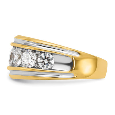 IBGoodman 14K with White Rhodium Men's Polished and Grooved 3 Carat AA Quality Diamond Ring