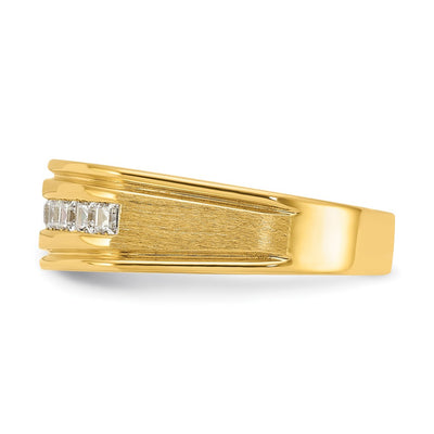 IBGoodman 14K Men's Polished and Satin Square 10-Stone 1/2 Carat AA Quality Diamond Ring
