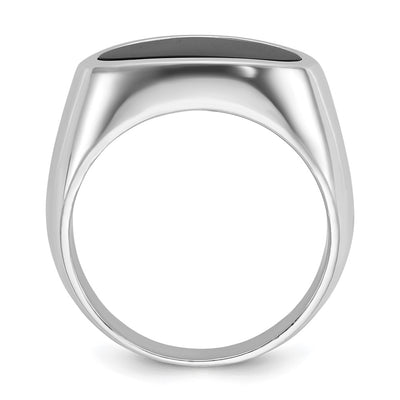 14K White Gold IBGoodman Men's East-West Oval Onyx Complete Ring