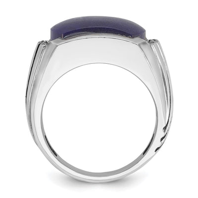 14K White Gold IBGoodman Men's w/Black Rhodium Lapis Diamond Complete Ring