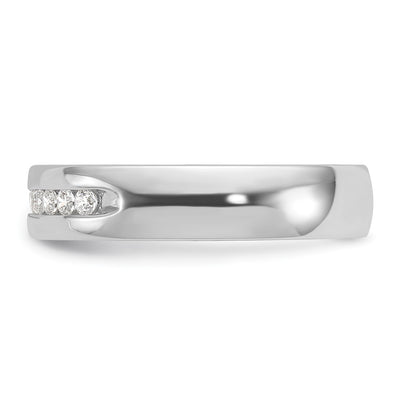 IBGoodman 14K White Gold Men's Polished and Grooved 10-Stone 1/4 Carat AA Quality Diamond Ring