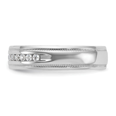 IBGoodman 14K White Gold Men's Polished and Milgrain 11-Stone 1/4 Carat AA Quality Diamond Ring