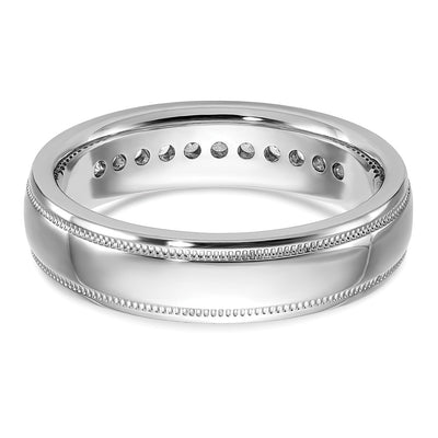 IBGoodman 14K White Gold Men's Polished and Milgrain 11-Stone 1/4 Carat AA Quality Diamond Ring