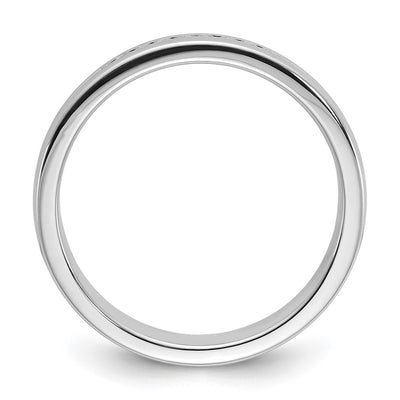 IBGoodman 14K White Gold Men's Polished and Grooved Square 10-Stone 1/4 Carat AA Quality Diamond Ring