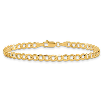 14K Semi-Solid Curb with Lobster Clasp Bracelet, 7 x 4.3mm
