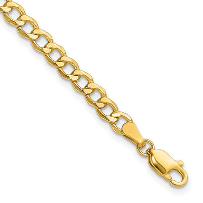 14K Semi-Solid Curb with Lobster Clasp Bracelet, 7 x 4.3mm