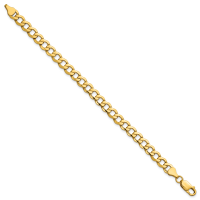 14K Semi-Solid Curb with Lobster Clasp Bracelet, 7 x 6.5mm