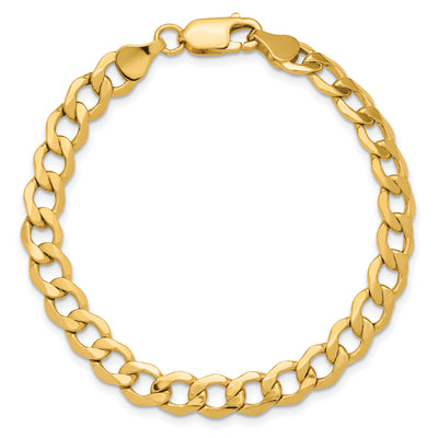 14K Semi-Solid Curb with Lobster Clasp Bracelet, 7 x 6.5mm