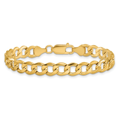 14K Semi-Solid Curb with Lobster Clasp Bracelet, 7 x 7mm