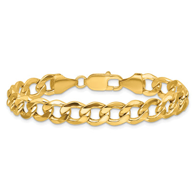 14K Semi-Solid Curb with Lobster Clasp Bracelet, 7 x 9mm