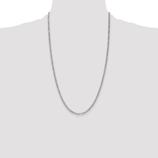 14K White Gold Semi-Solid Figaro with Lobster Clasp Chain (Style BC119-26)