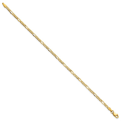 14K Semi-Solid Figaro with Lobster Clasp Bracelet, 7 x 2.5mm
