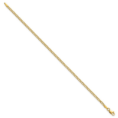 14K Semi-Solid Curb with Lobster Clasp Bracelet, 7 x 2.5mm