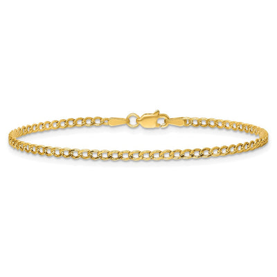 14K Semi-Solid Curb with Lobster Clasp Bracelet, 7 x 2.5mm