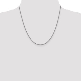 14K White Gold Semi-Solid Round Box with Lobster Clasp Chain (Style BC138-20)