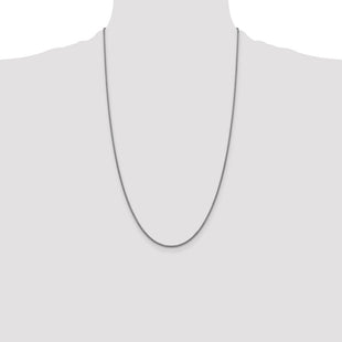 14K White Gold Semi-Solid Round Box with Lobster Clasp Chain (Style BC138-26)