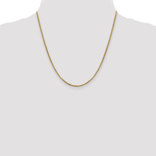 14K Semi-Solid Round Box with Lobster Clasp Chain (Style BC141-20)