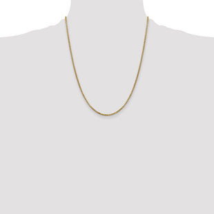 14K Semi-Solid Round Box with Lobster Clasp Chain (Style BC141-22)
