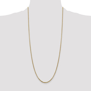14K Semi-Solid Round Box with Lobster Clasp Chain (Style BC141-30)