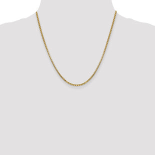 14K Semi-Solid Round Box with Lobster Clasp Chain (Style BC142-20)