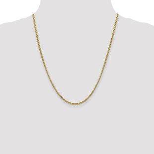 14K Semi-Solid Round Box with Lobster Clasp Chain (Style BC142-22)