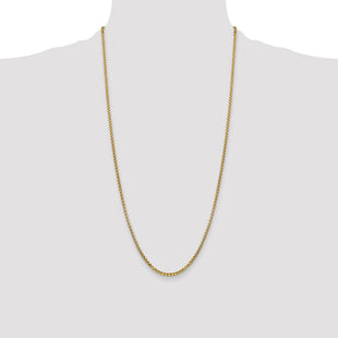 14K Semi-Solid Round Box with Lobster Clasp Chain (Style BC142-28)