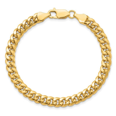 14K Semi-Solid Miami Cuban with Lobster Clasp Bracelet, 7 x 6mm