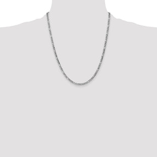14K White Gold Semi-Solid Figaro with Lobster Clasp Chain (Style BC159-22)