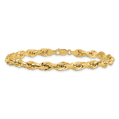 14K Semi Solid Rope with Lobster Clasp Chain, 7 x 5.4mm