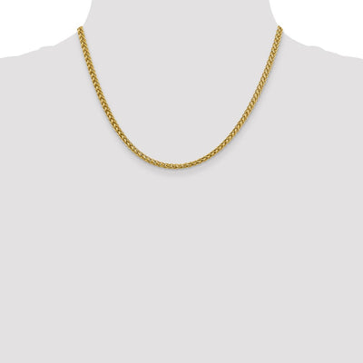 14K Semi-Solid 3-Wire Wheat with Lobster Clasp Chain, 18 x 3.5mm