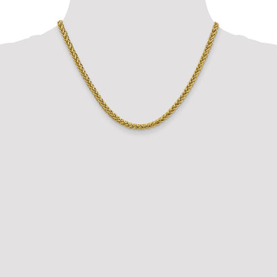 14K Semi-Solid 3-Wire Wheat with Lobster Clasp Chain, 18 x 4.65mm