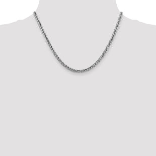 14K White Gold Semi-Solid 3-Wire Wheat with Lobster Clasp Chain (Style BC180-18)