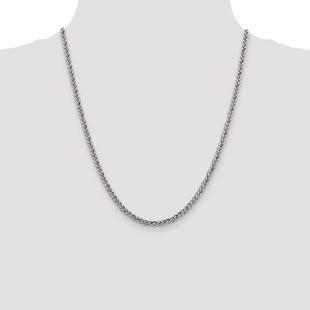 14K White Gold Semi-Solid 3-Wire Wheat with Lobster Clasp Chain (Style BC180-22)