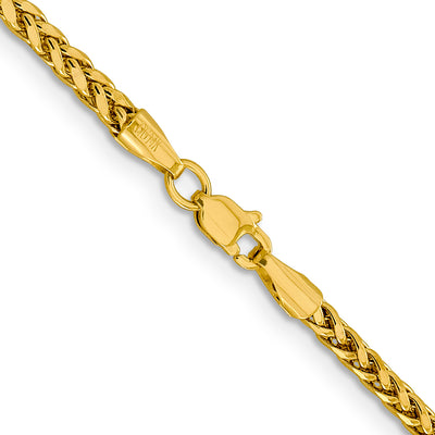 14K Semi-Solid Diamond-cut Wheat with Lobster Clasp Chain, 16 x 2.5mm
