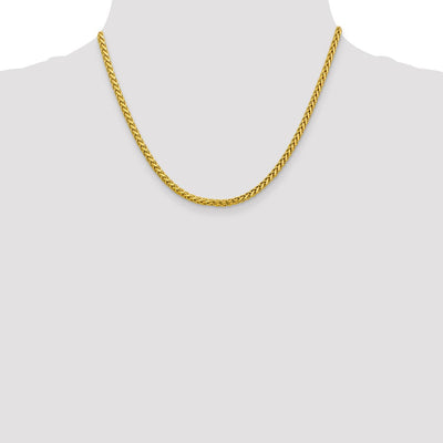 14K Semi-Solid Diamond-cut Wheat with Lobster Clasp Chain, 18 x 3.1mm