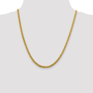 14K Semi-Solid Diamond-cut Wheat with Lobster Clasp Chain (Style BC185-22)